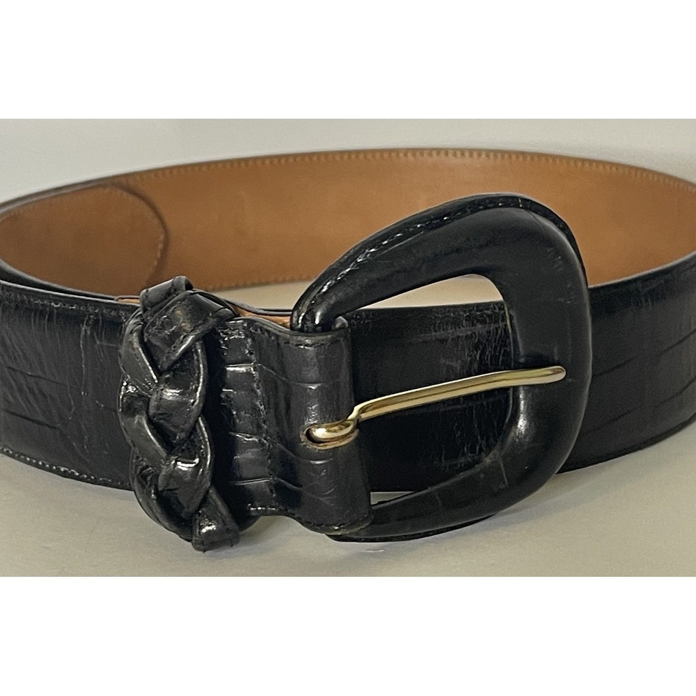 Brighton 43503 Black Embossed Alligator Leather Belt USA Size Medium